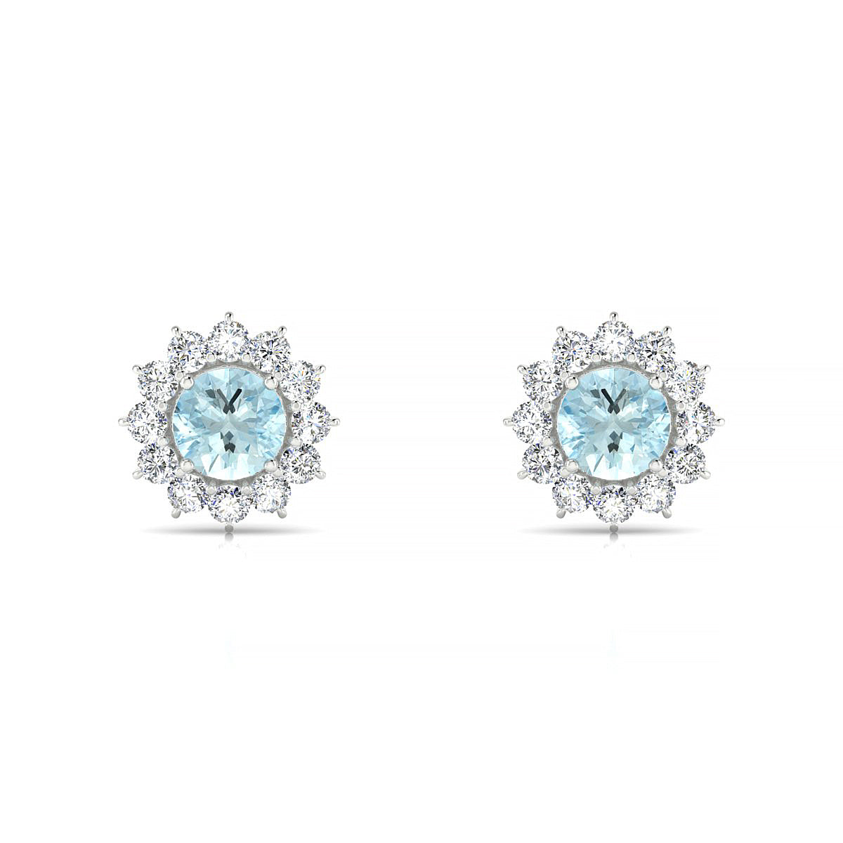 Blossom | 18k White Gold 4.5 mm Round Aquamarine Earrings