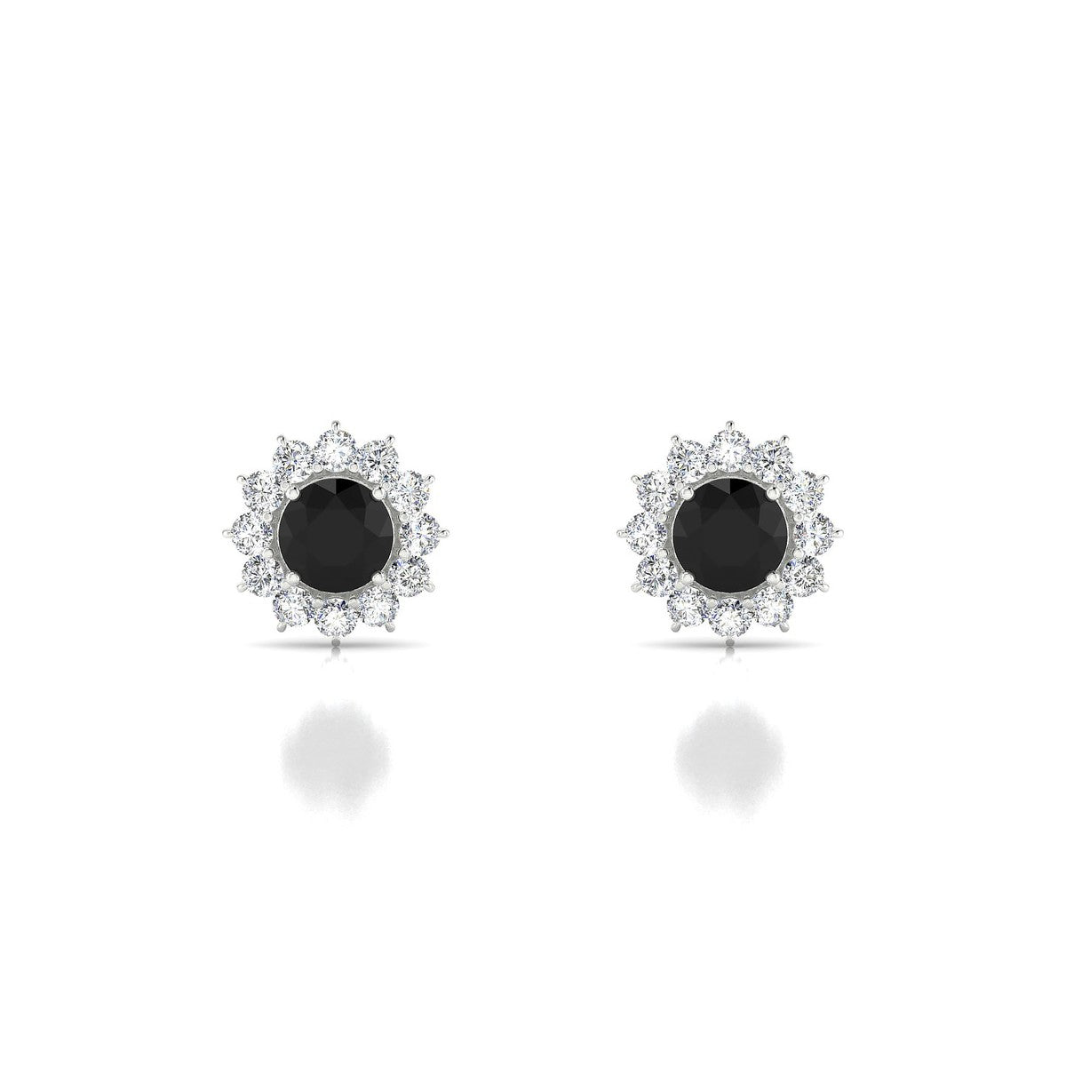 Blossom | 18k White Gold 4.5 mm Round Black Diamond Earrings