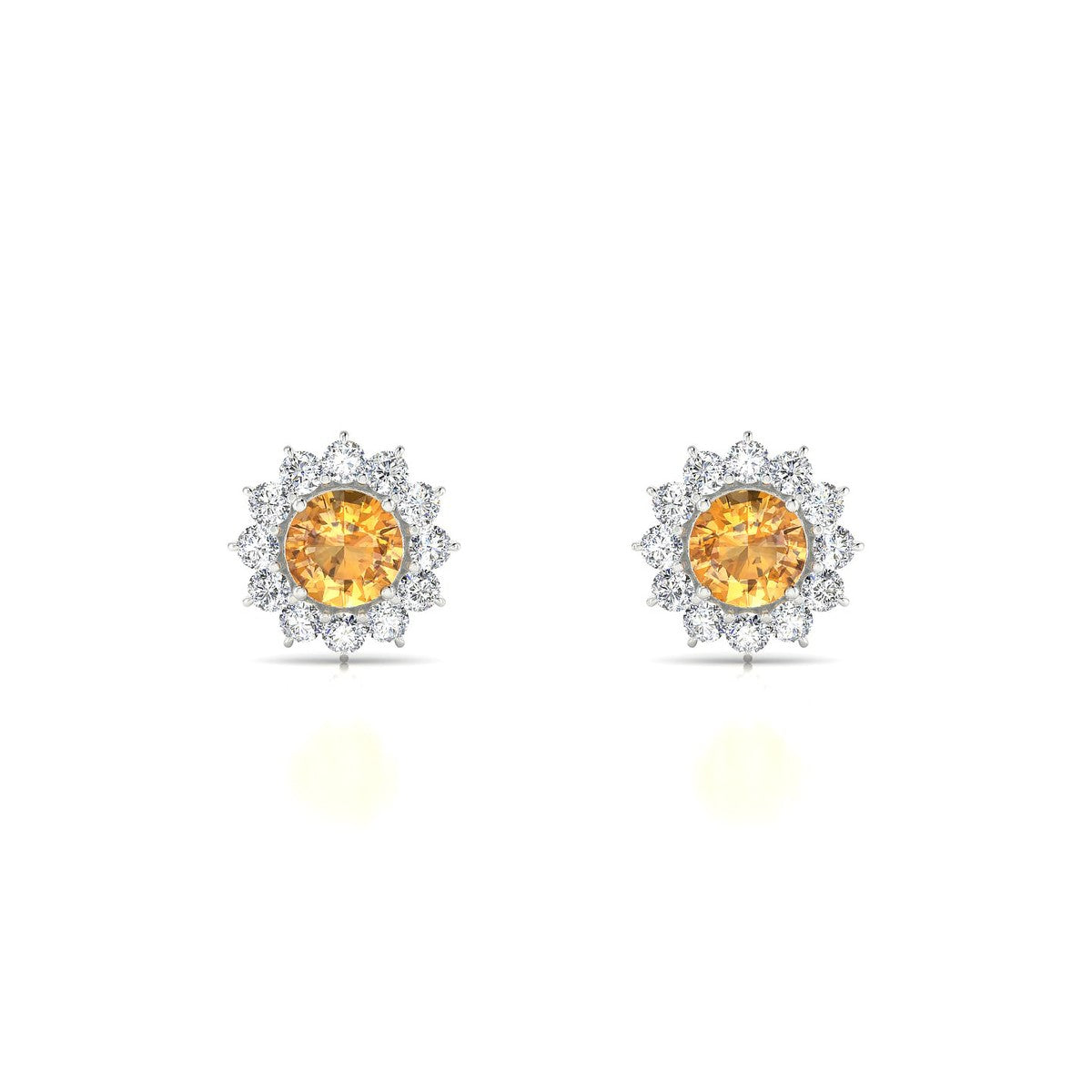 Blossom | 18k White Gold 4.5 mm Round Citrine Earrings