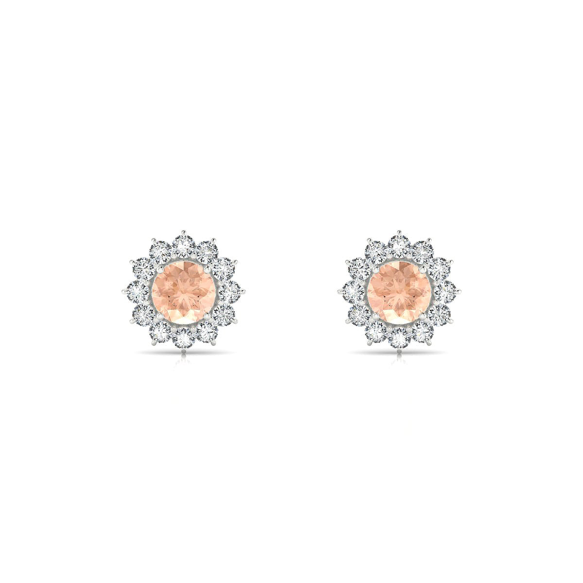 Blossom | 18k White Gold 4.5 mm Round Morganite Earrings