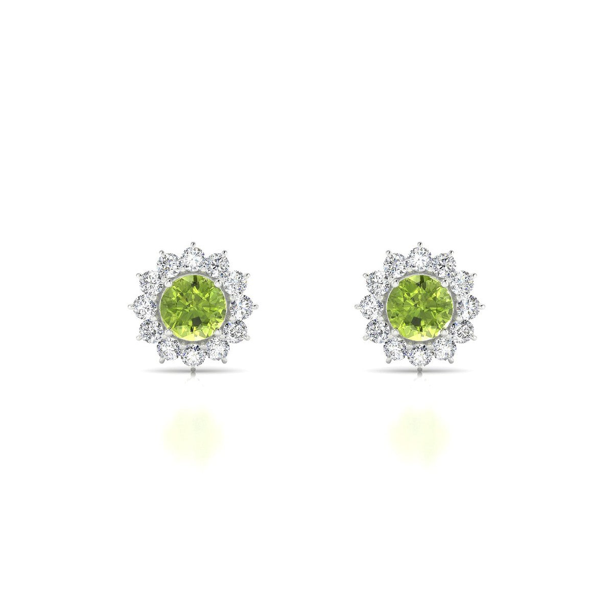 Blossom | 18k White Gold 4.5 mm Round Peridot Earrings