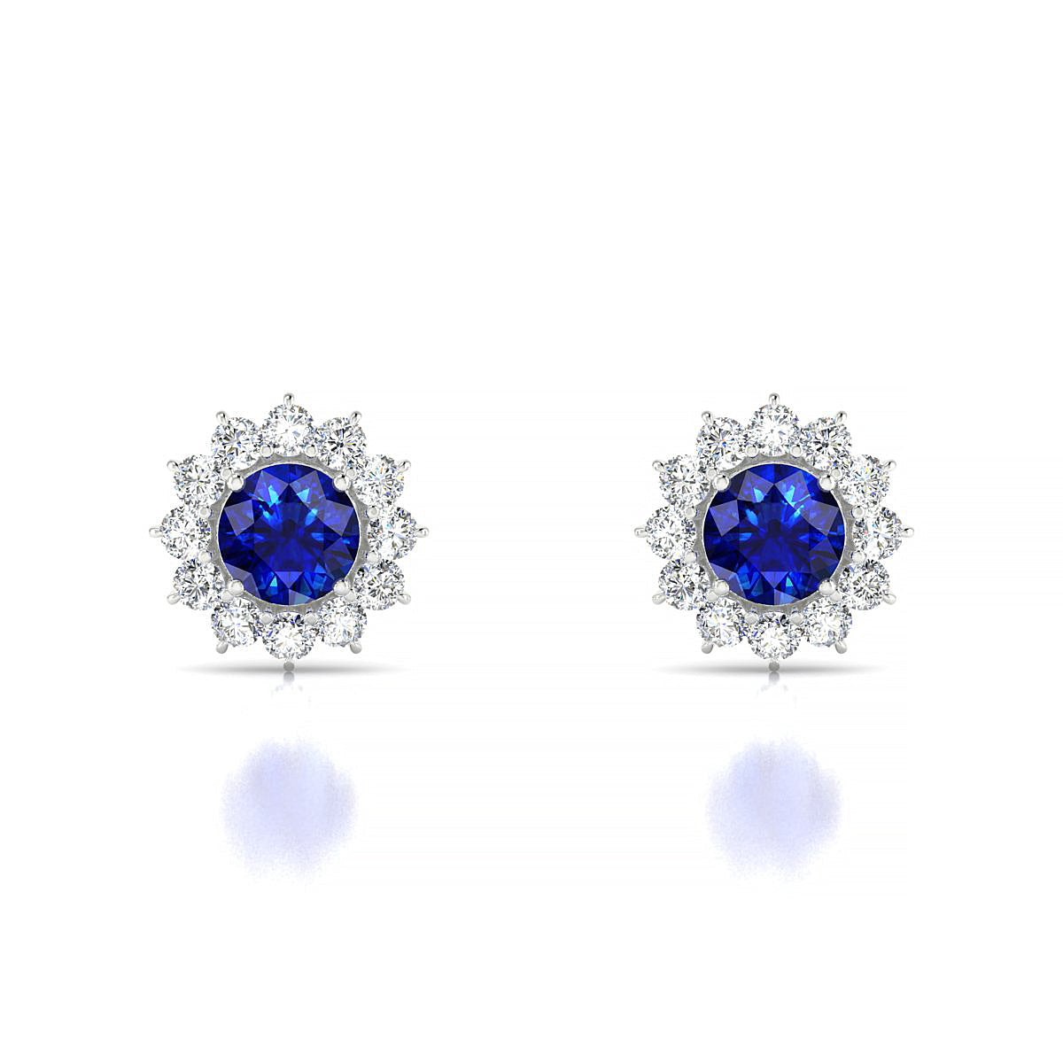 Blossom | 18k White Gold 4.5 mm Round Sapphire Earrings