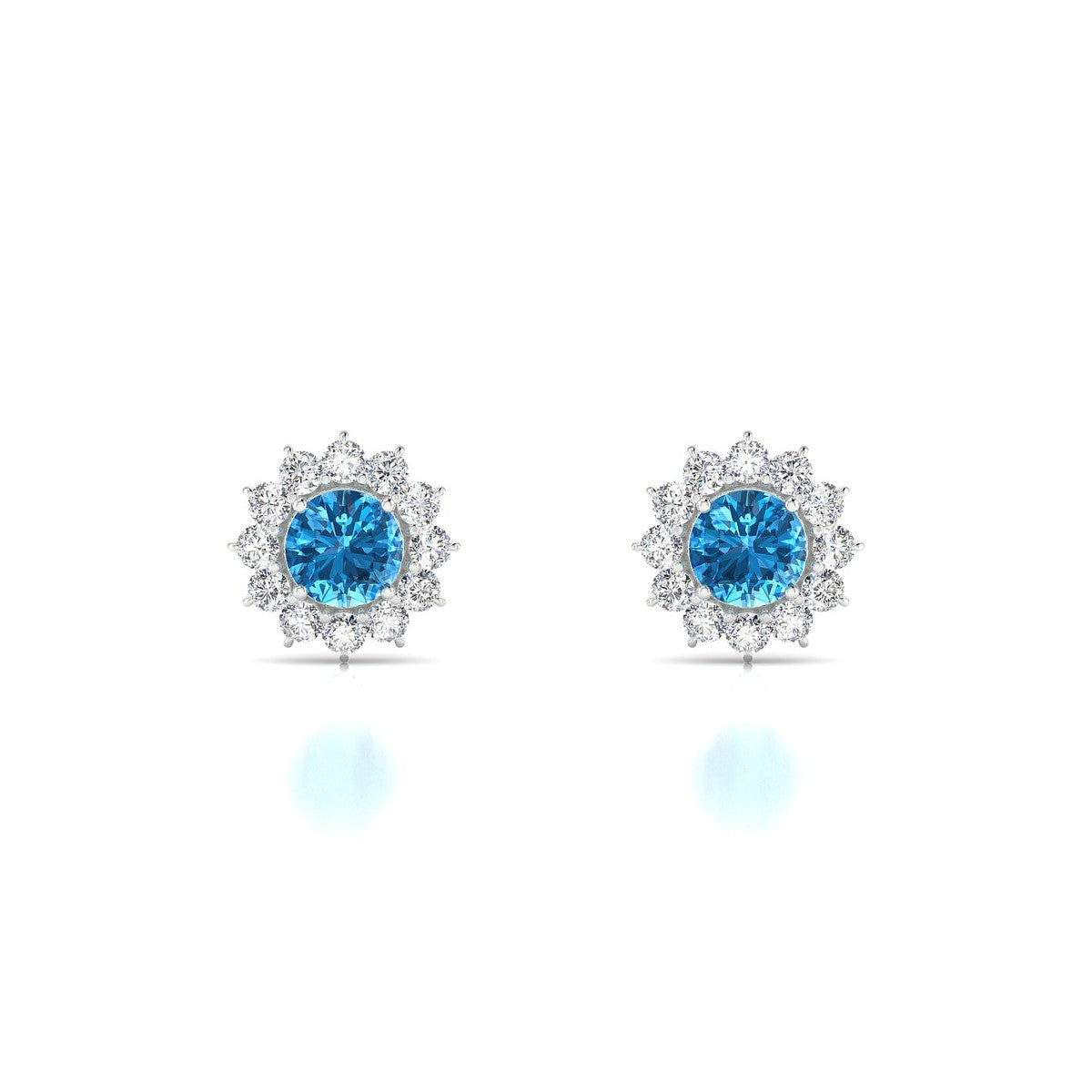 Blossom | 18k White Gold 4.5 mm Round Topaz Earrings