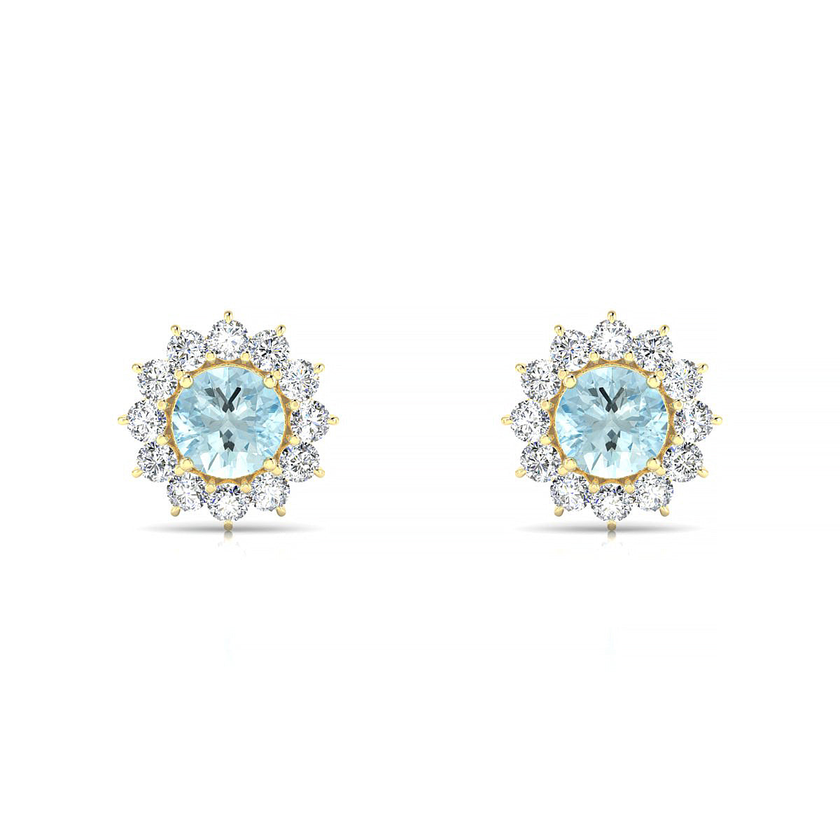Blossom | 18k Yellow Gold 4.5 mm Round Aquamarine Earrings