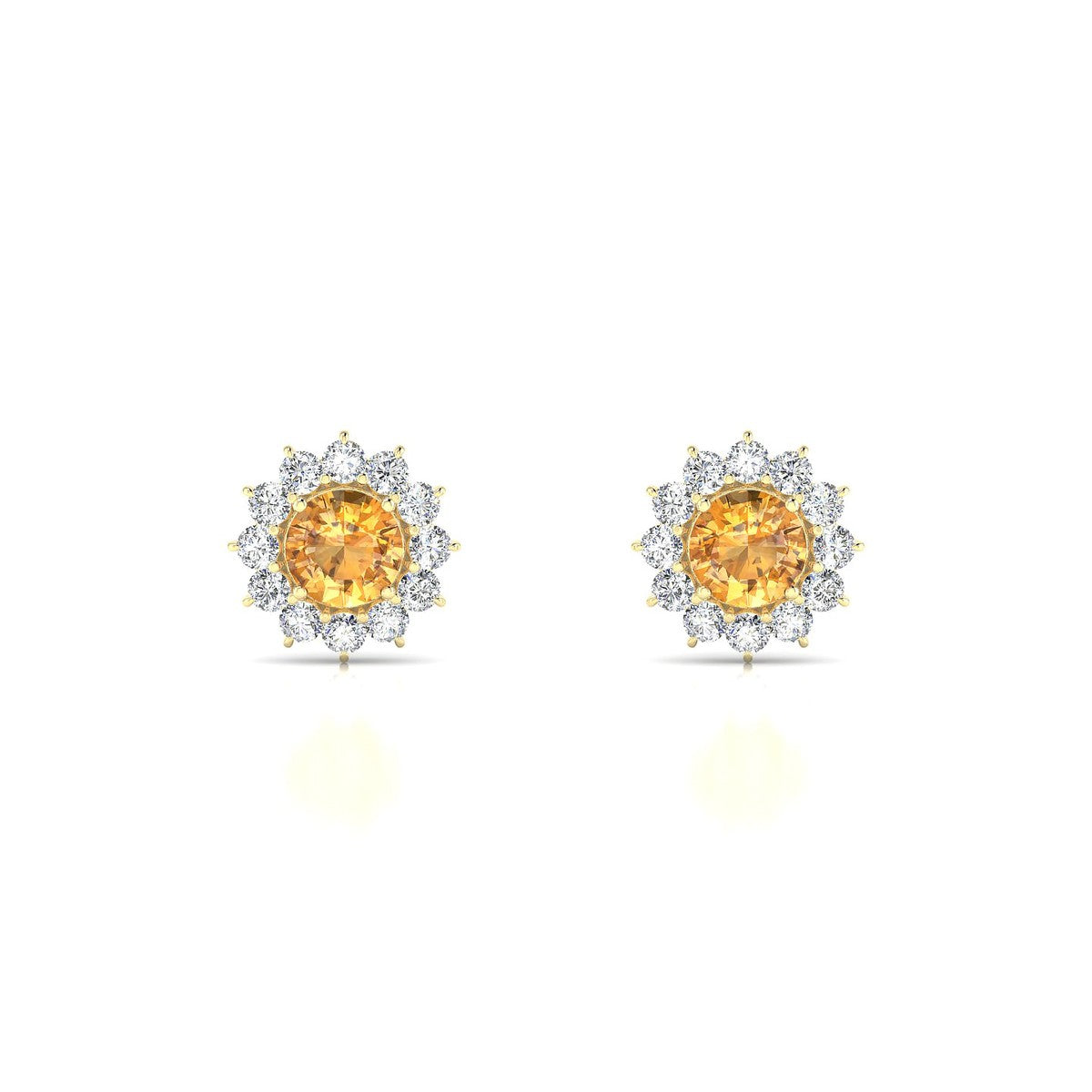 Blossom | 18k Yellow Gold 4.5 mm Round Citrine Earrings