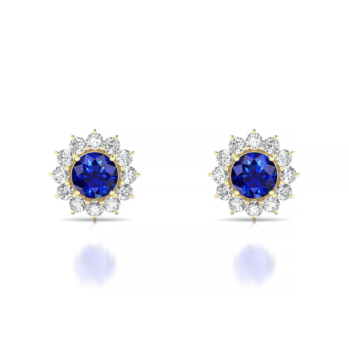 Blossom | 18k Yellow Gold 4.5 mm Round Sapphire Earrings