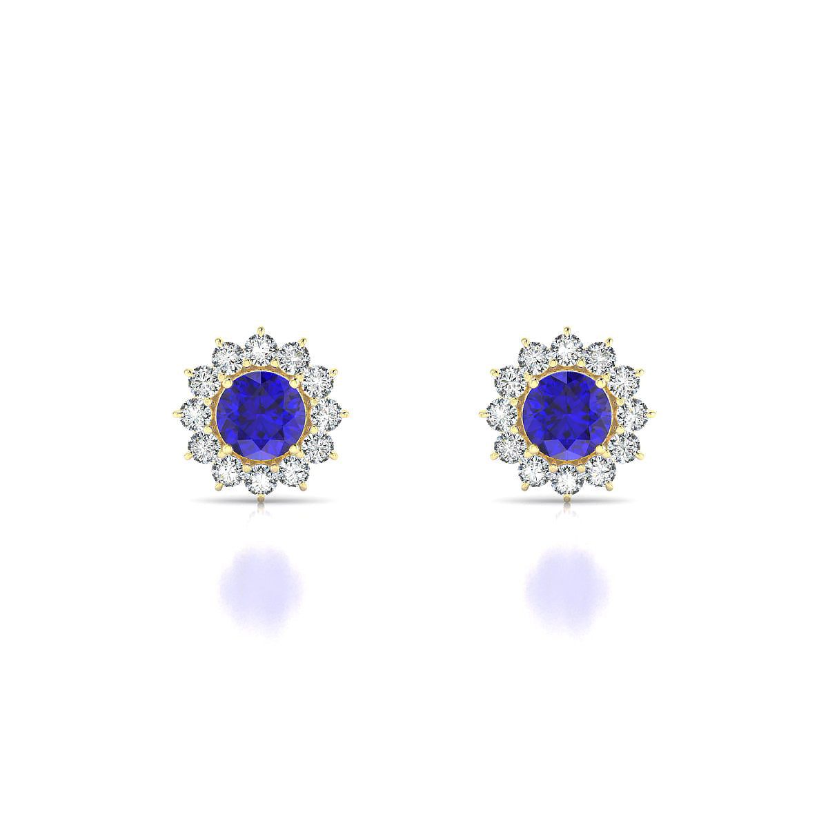 Blossom | 18k Yellow Gold 4.5 mm Round Tanzanite Earrings