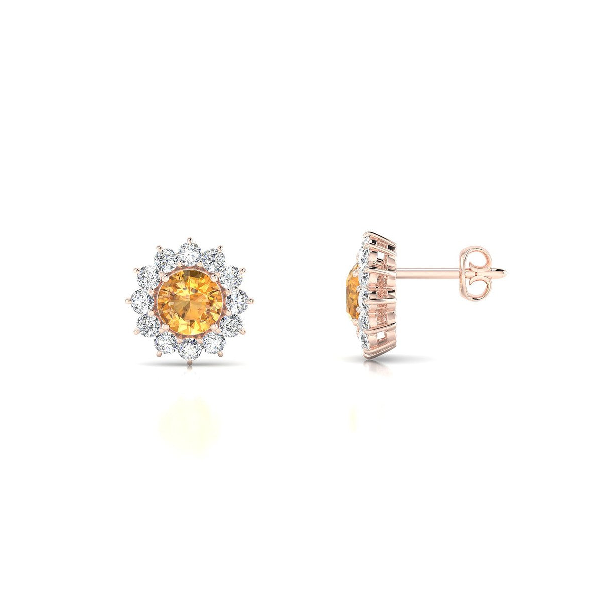 Blossom | 18k Rose Gold 4.5 mm Round Citrine Earrings