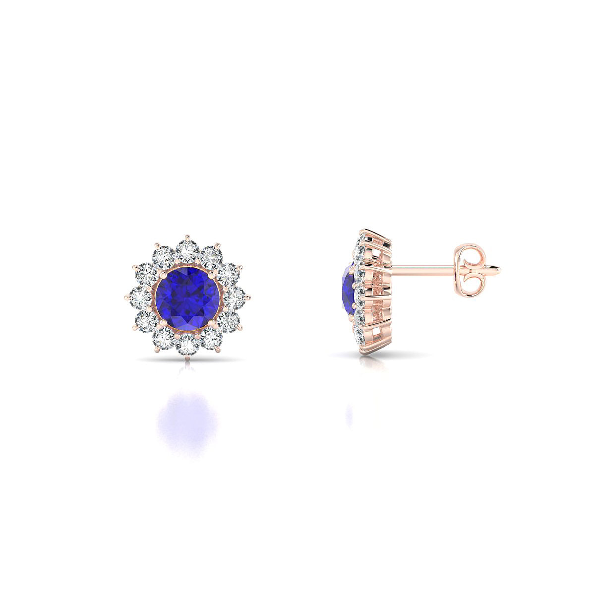 Blossom | 18k Rose Gold 4.5 mm Round Tanzanite Earrings