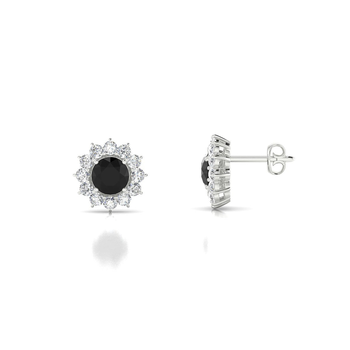 Blossom | 18k White Gold 4.5 mm Round Black Diamond Earrings