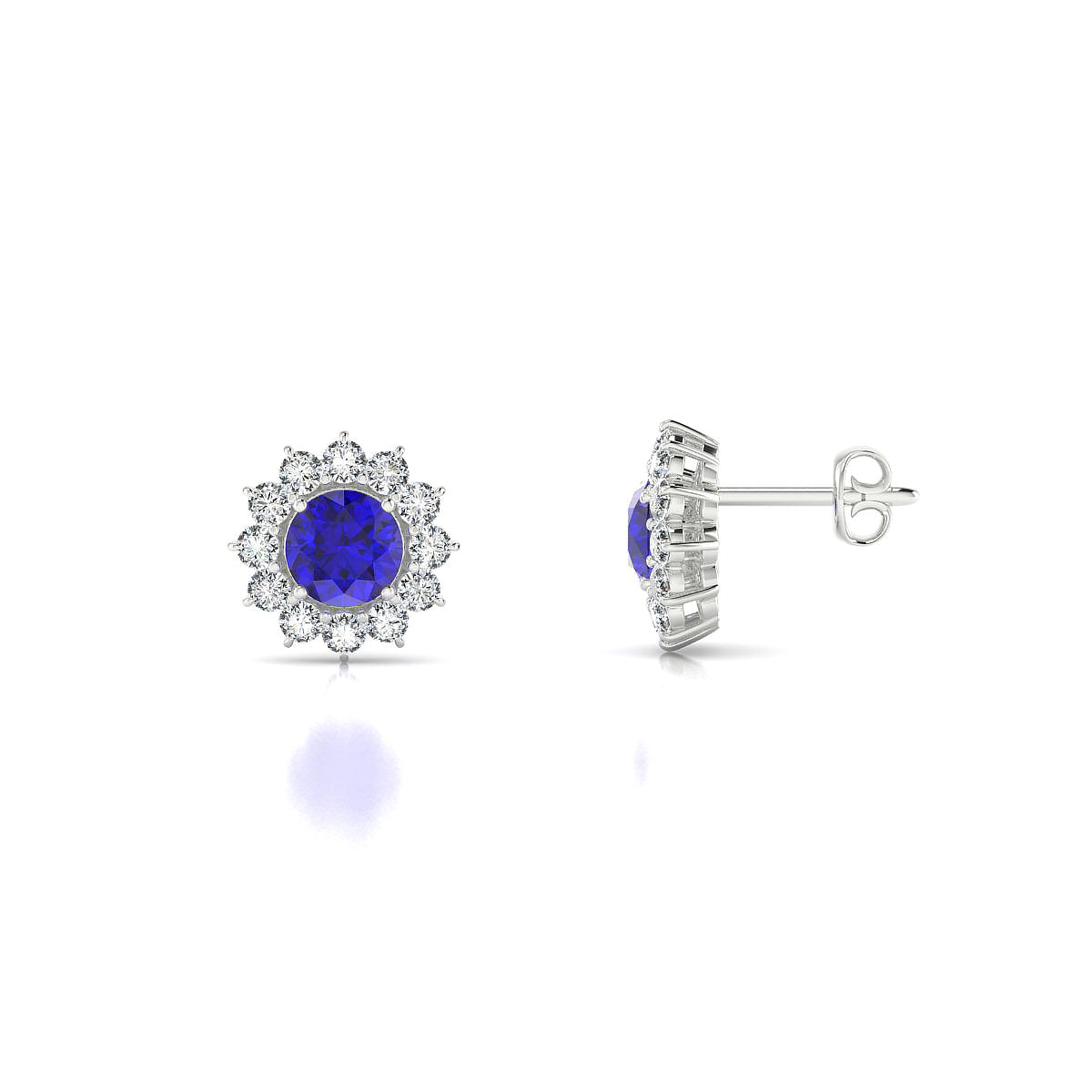 Blossom | 18k White Gold 4.5 mm Round Tanzanite Earrings