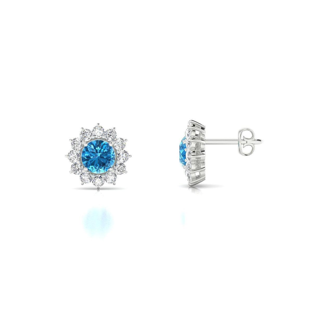 Blossom | 18k White Gold 4.5 mm Round Topaz Earrings