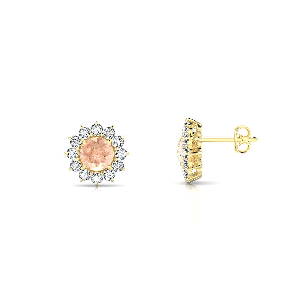 Blossom | 18k Yellow Gold 4.5 mm Round Morganite Earrings