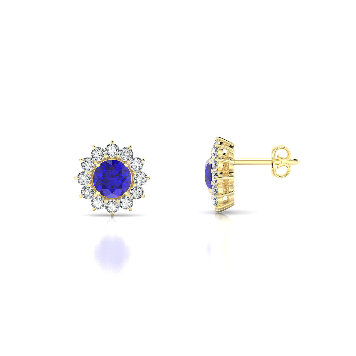 Blossom | 18k Yellow Gold 4.5 mm Round Tanzanite Earrings