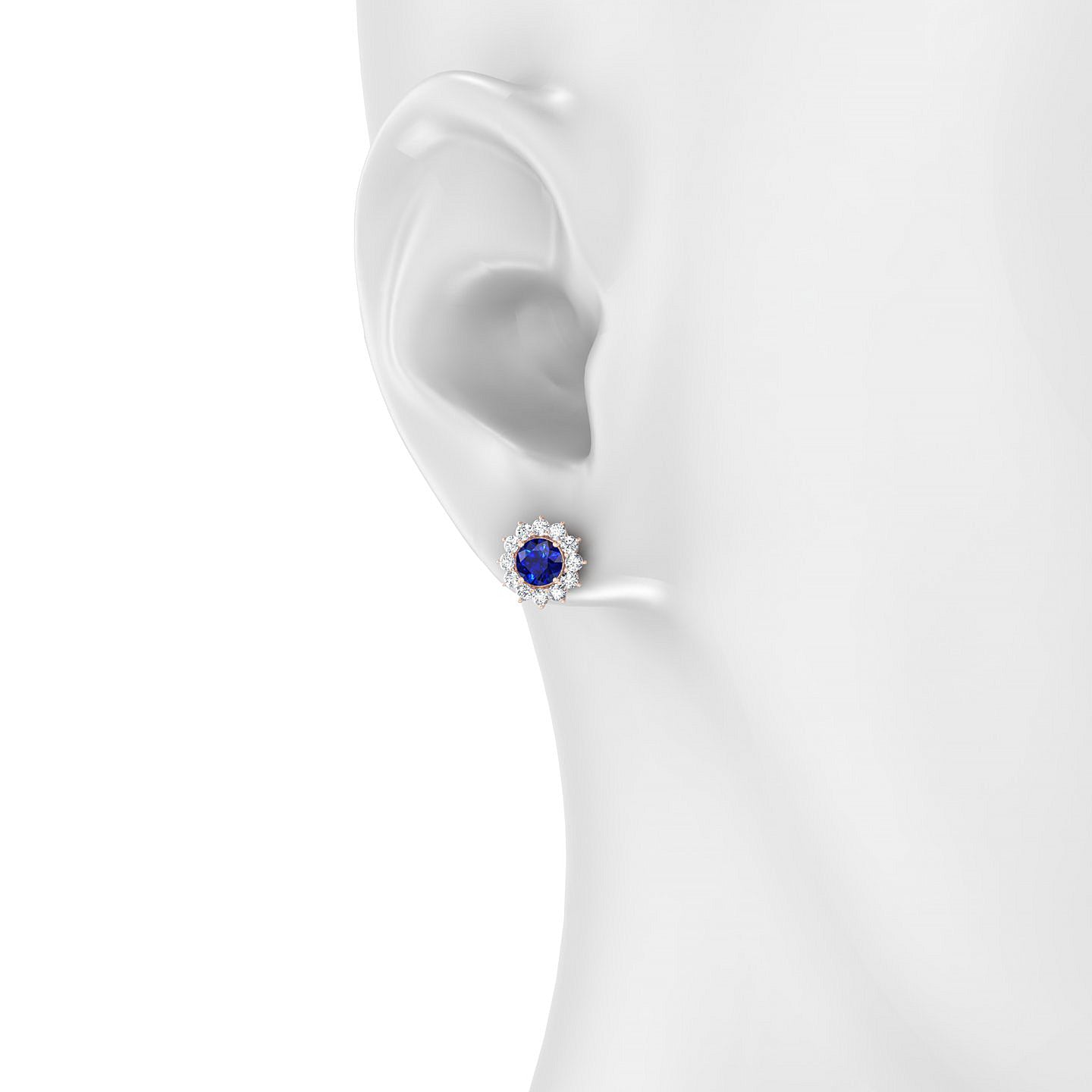 Blossom | 18k Rose Gold 4.5 mm Round Sapphire Earrings