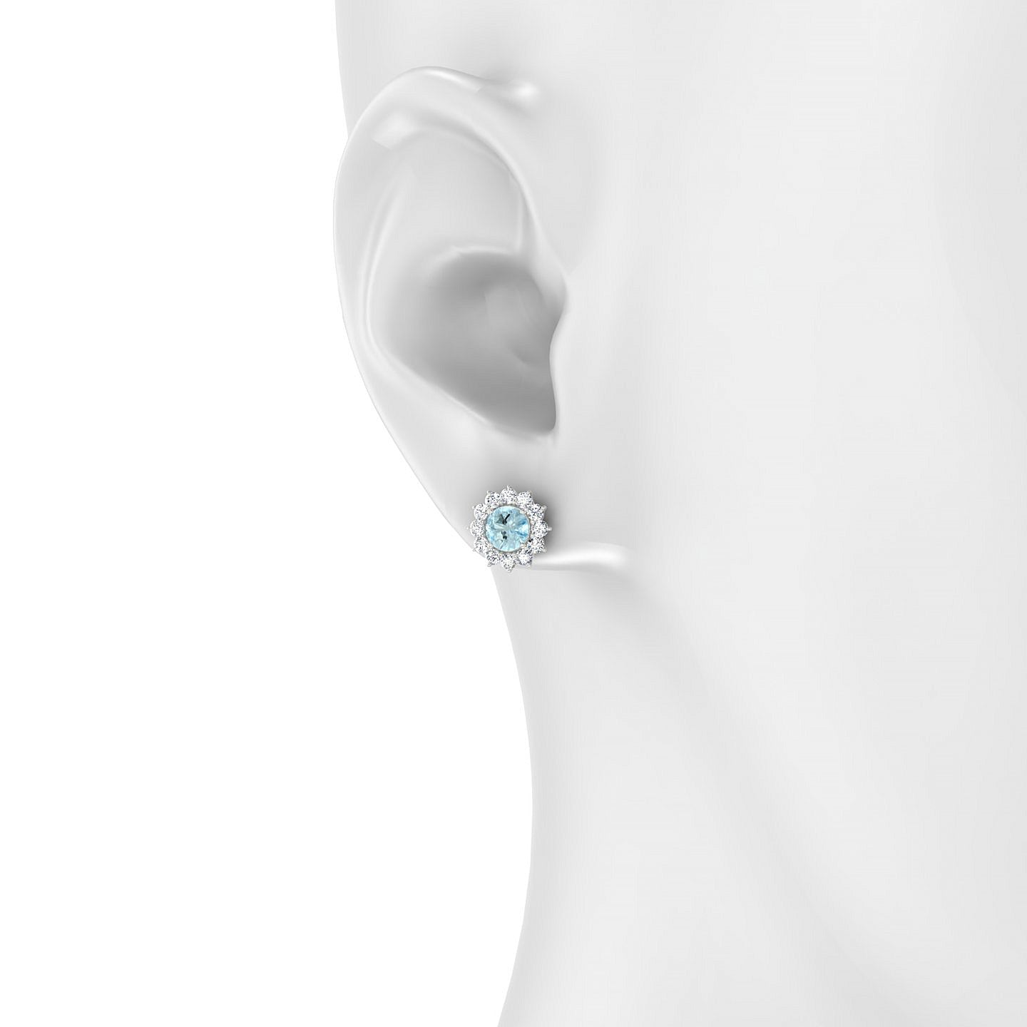 Blossom | 18k White Gold 4.5 mm Round Aquamarine Earrings