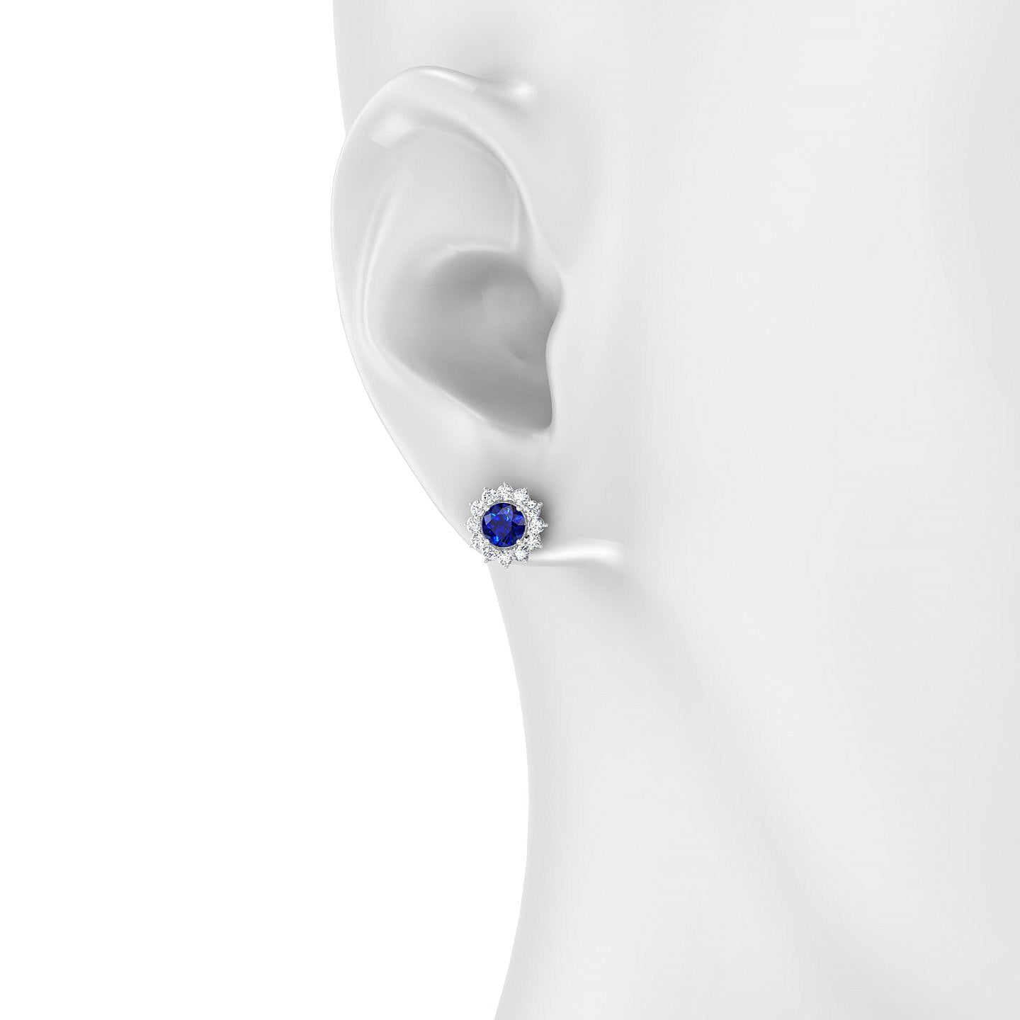Blossom | 18k White Gold 4.5 mm Round Sapphire Earrings