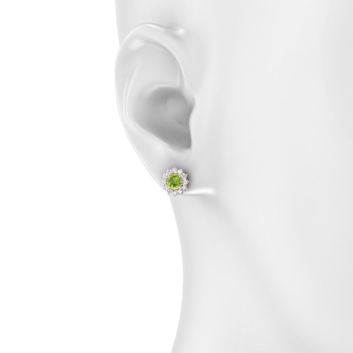 Blossom | 18k Rose Gold 4.5 mm Round Peridot Earrings