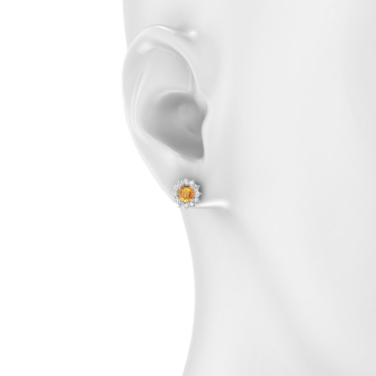 Blossom | 18k White Gold 4.5 mm Round Citrine Earrings