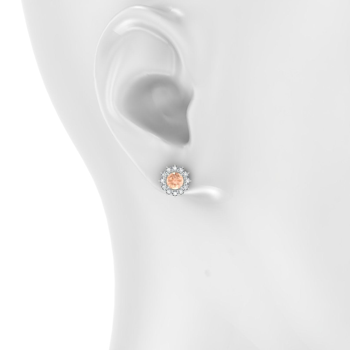 Blossom | 18k White Gold 4.5 mm Round Morganite Earrings