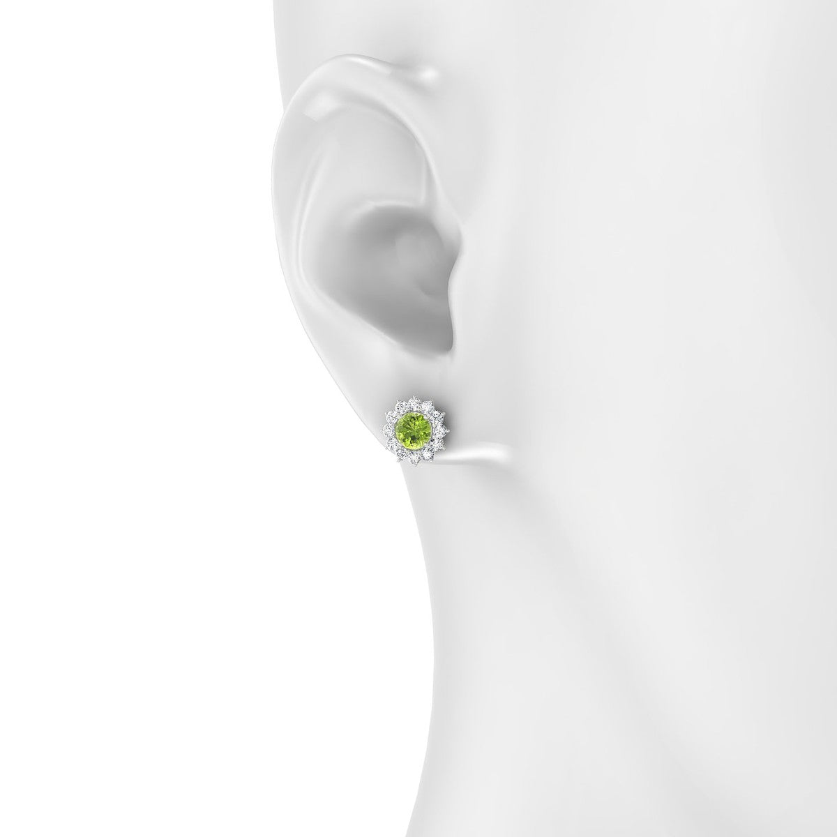Blossom | 18k White Gold 4.5 mm Round Peridot Earrings