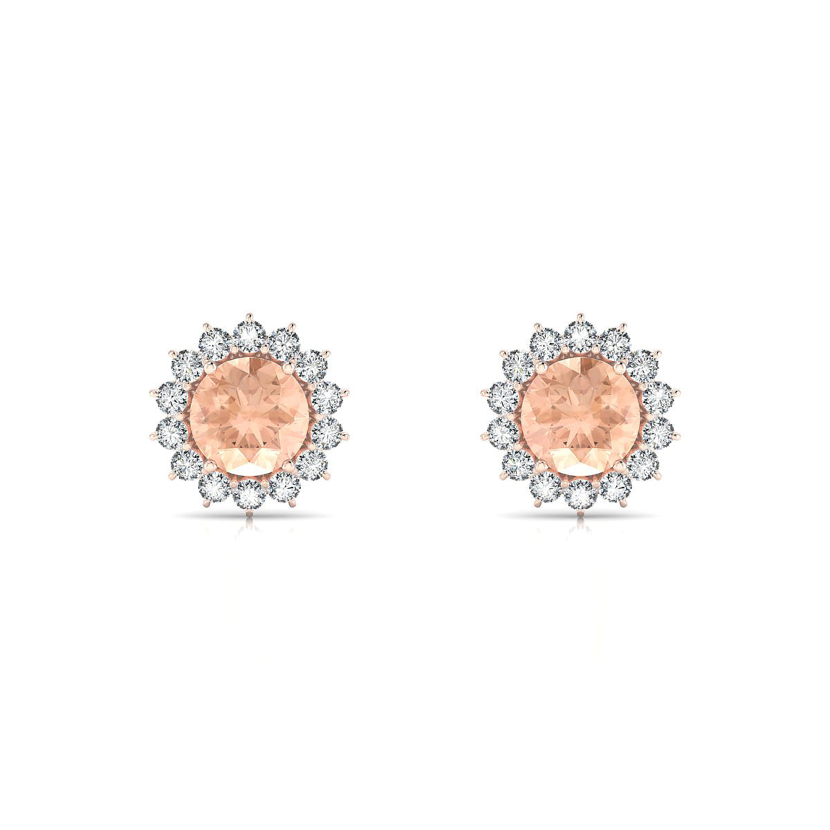 Blossom | 18k Rose Gold 6 mm Round Morganite Earrings