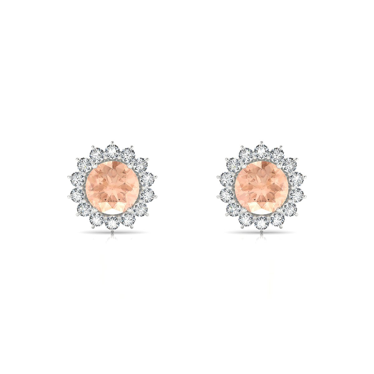 Blossom | 18k White Gold 6 mm Round Morganite Earrings