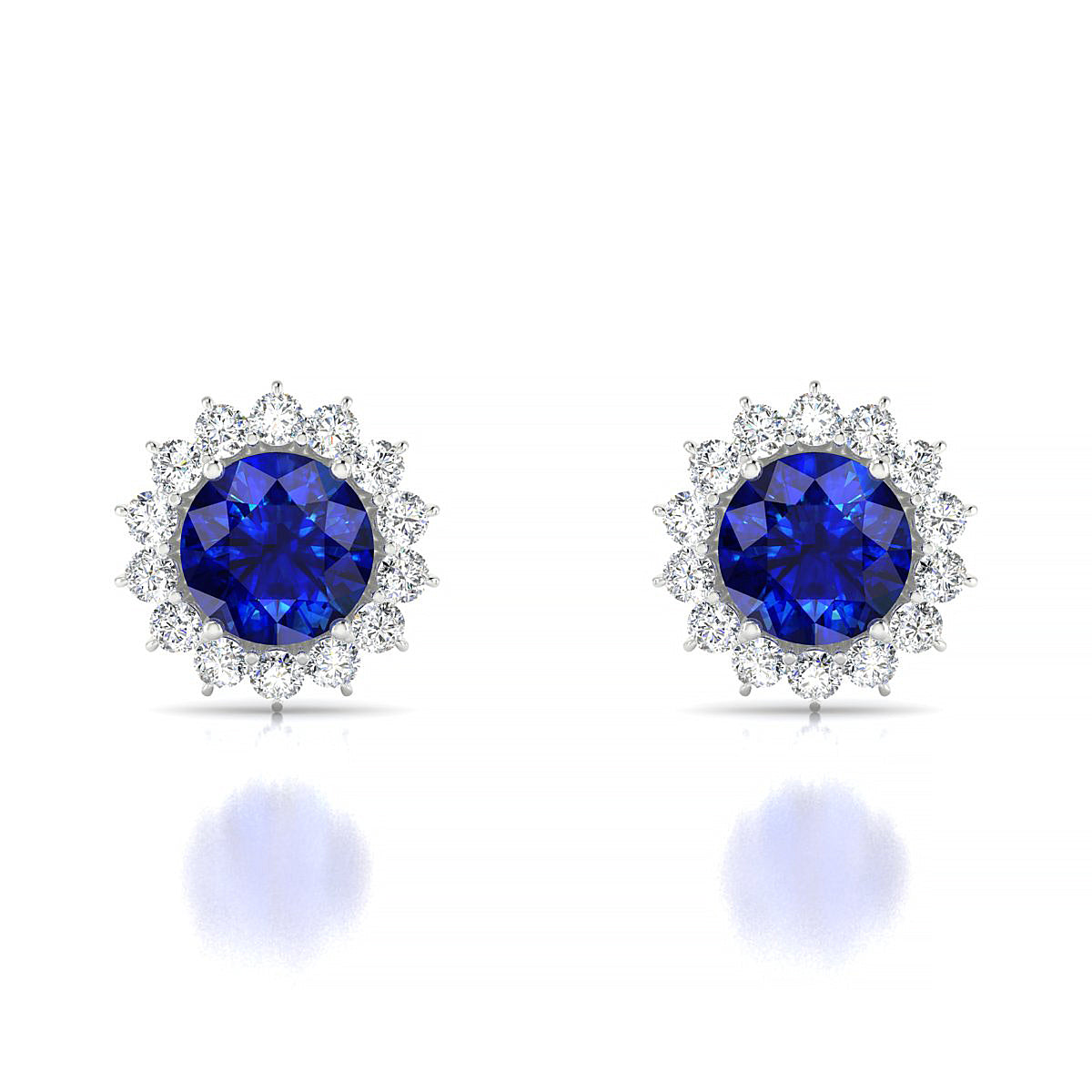 Blossom | 18k White Gold 6 mm Round Sapphire Earrings