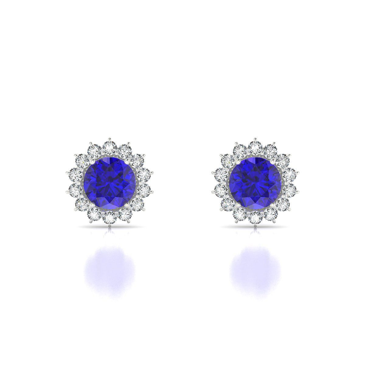 Blossom | 18k White Gold 6 mm Round Tanzanite Earrings