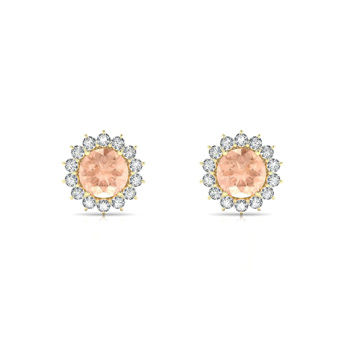 Blossom | 18k Yellow Gold 6 mm Round Morganite Earrings