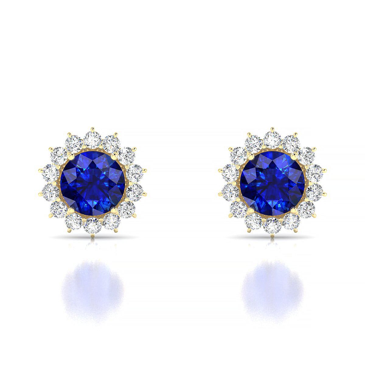 Blossom | 18k Yellow Gold 6 mm Round Sapphire Earrings