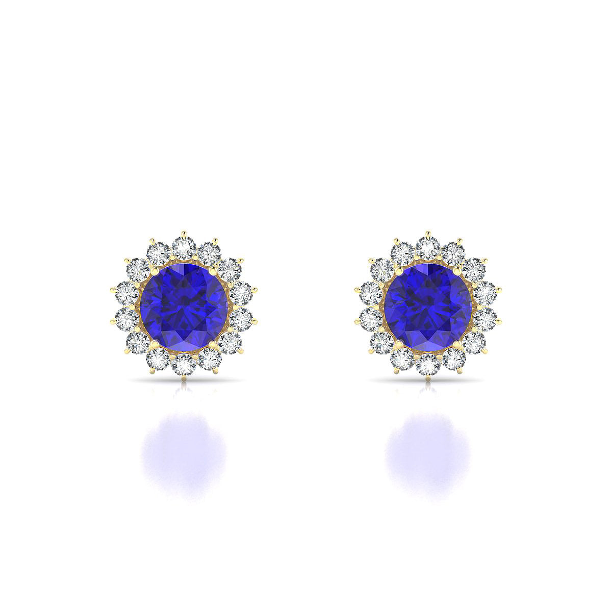 Blossom | 18k Yellow Gold 6 mm Round Tanzanite Earrings