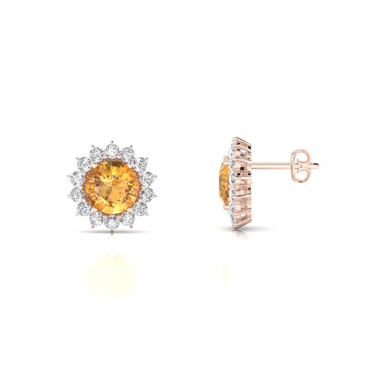 Blossom | 18k Rose Gold 6 mm Round Citrine Earrings