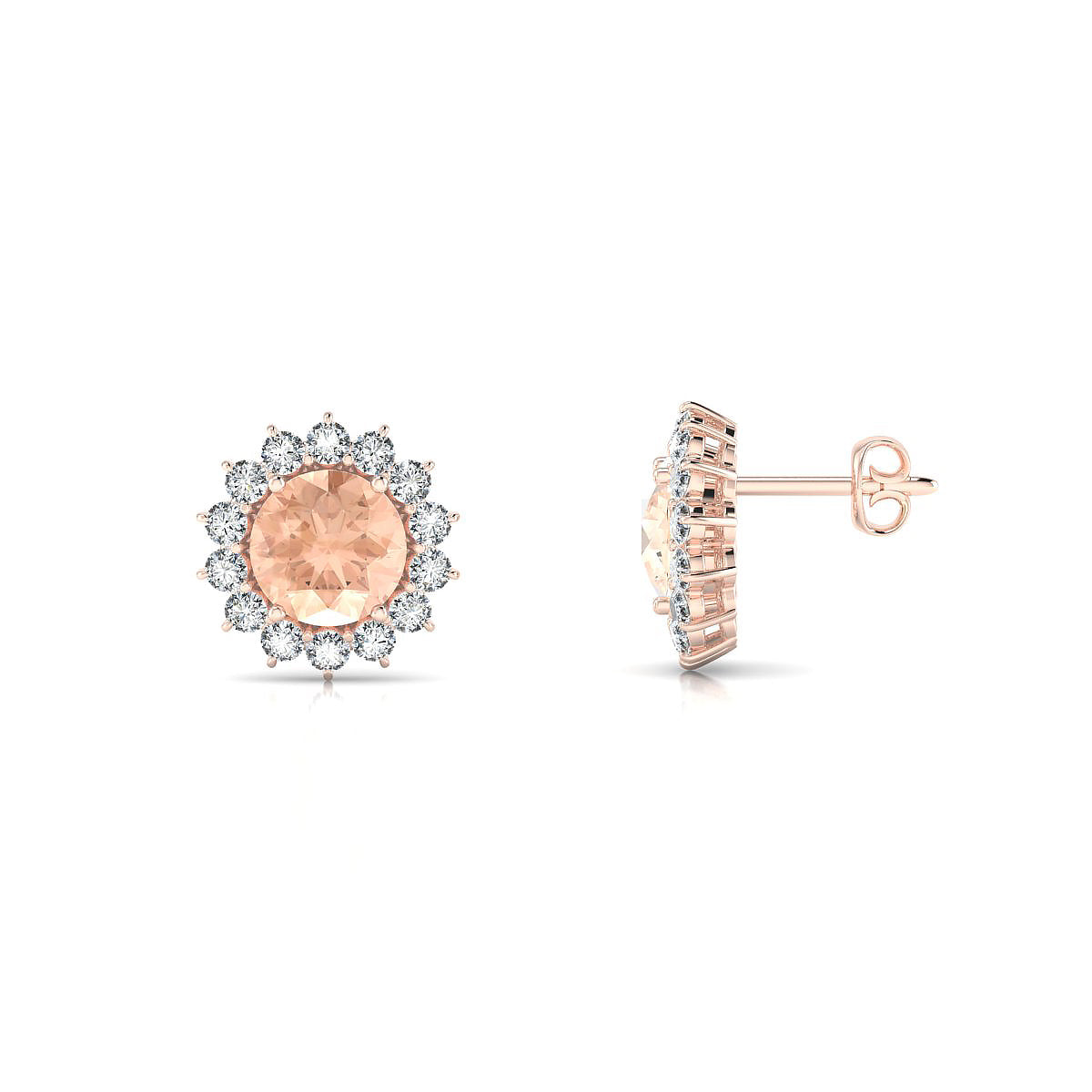 Blossom | 18k Rose Gold 6 mm Round Morganite Earrings