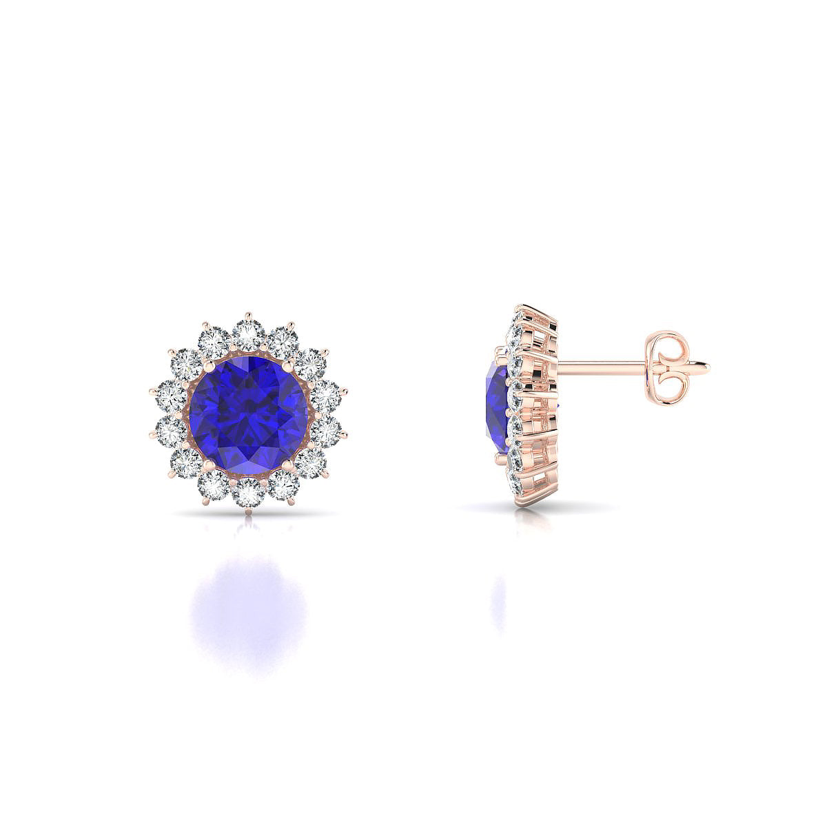 Blossom | 18k Rose Gold 6 mm Round Tanzanite Earrings