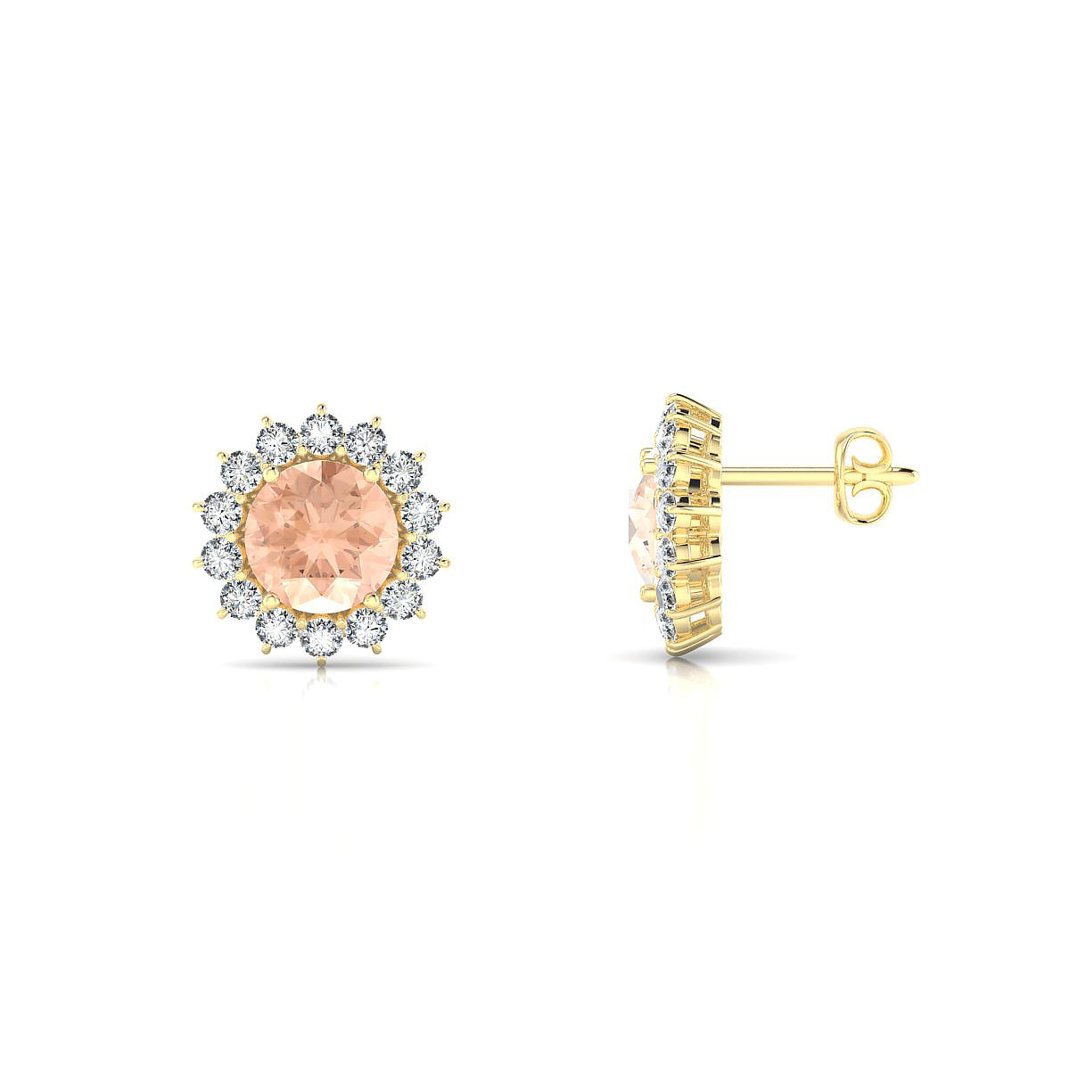 Blossom | 18k Yellow Gold 6 mm Round Morganite Earrings