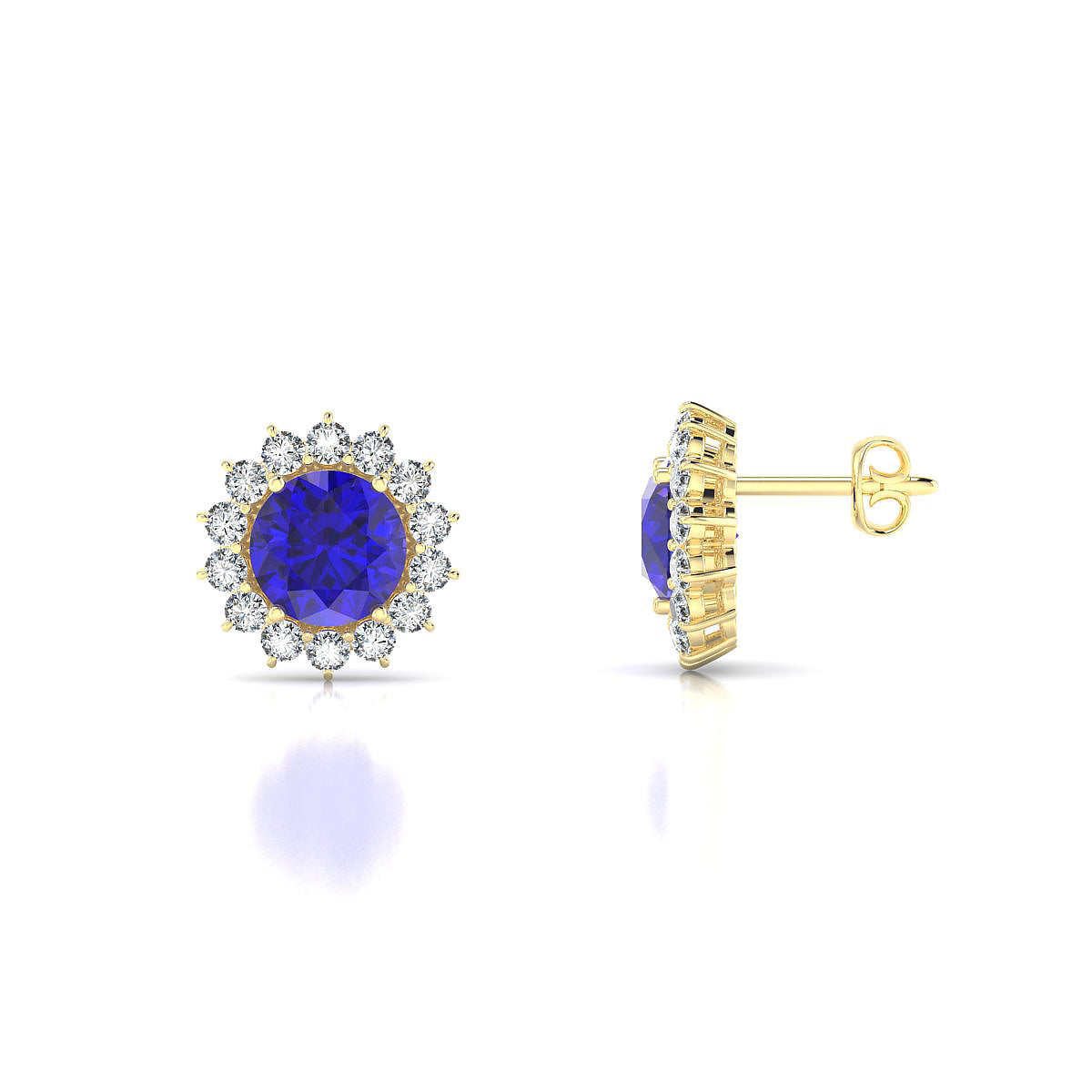 Blossom | 18k Yellow Gold 6 mm Round Tanzanite Earrings