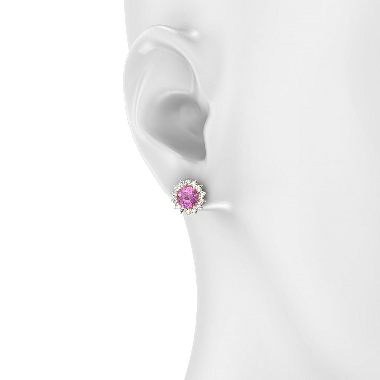 Blossom | 18k Yellow Gold 6 mm Round Pink Sapphire Earrings