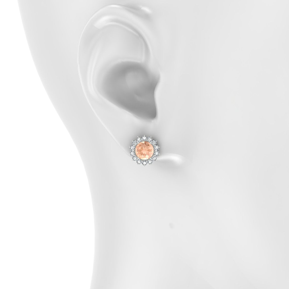 Blossom | 18k White Gold 6 mm Round Morganite Earrings