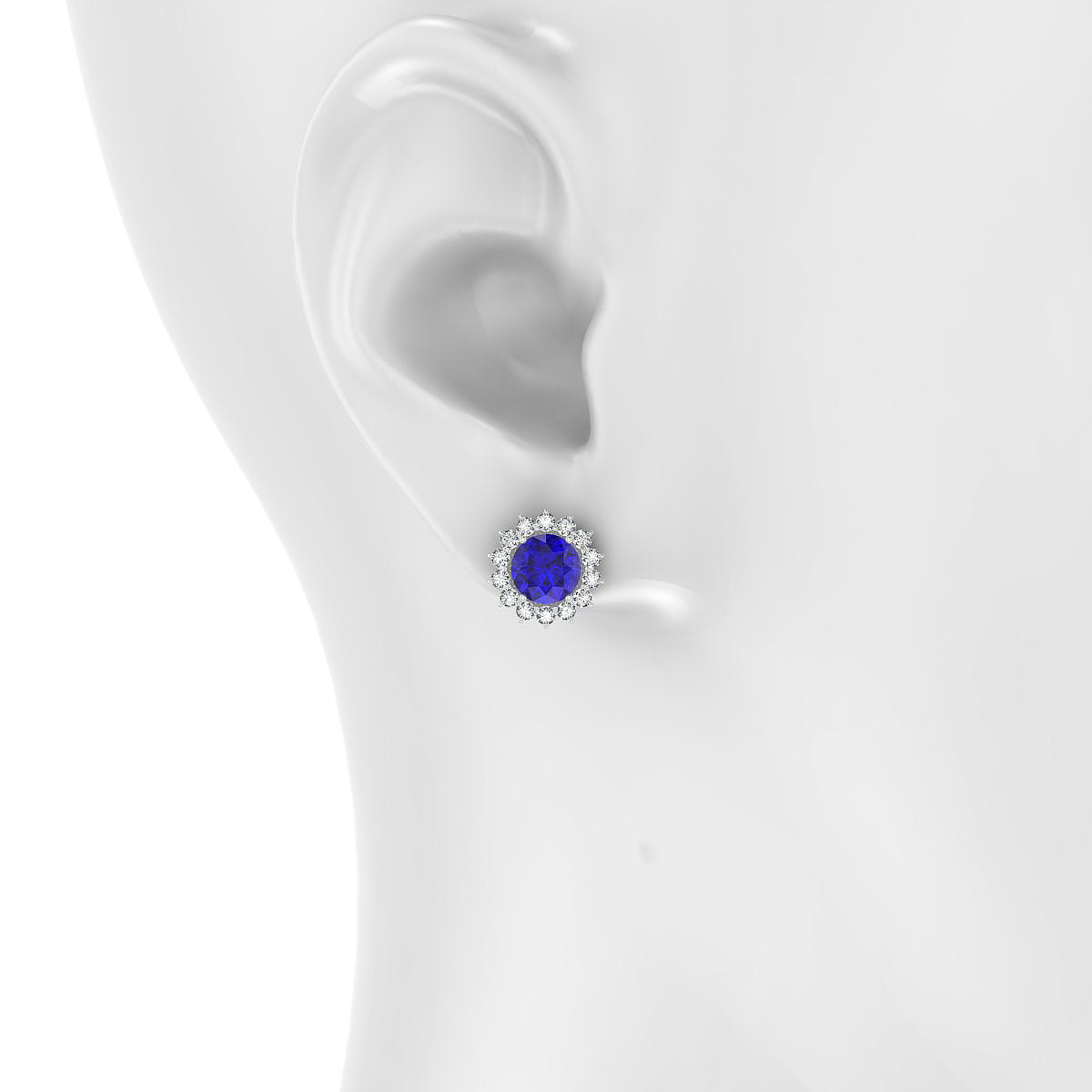 Blossom | 18k White Gold 6 mm Round Tanzanite Earrings