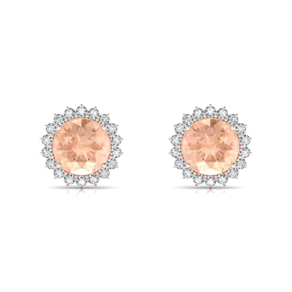 Blossom | 18k Rose Gold 8 mm Round Morganite Earrings