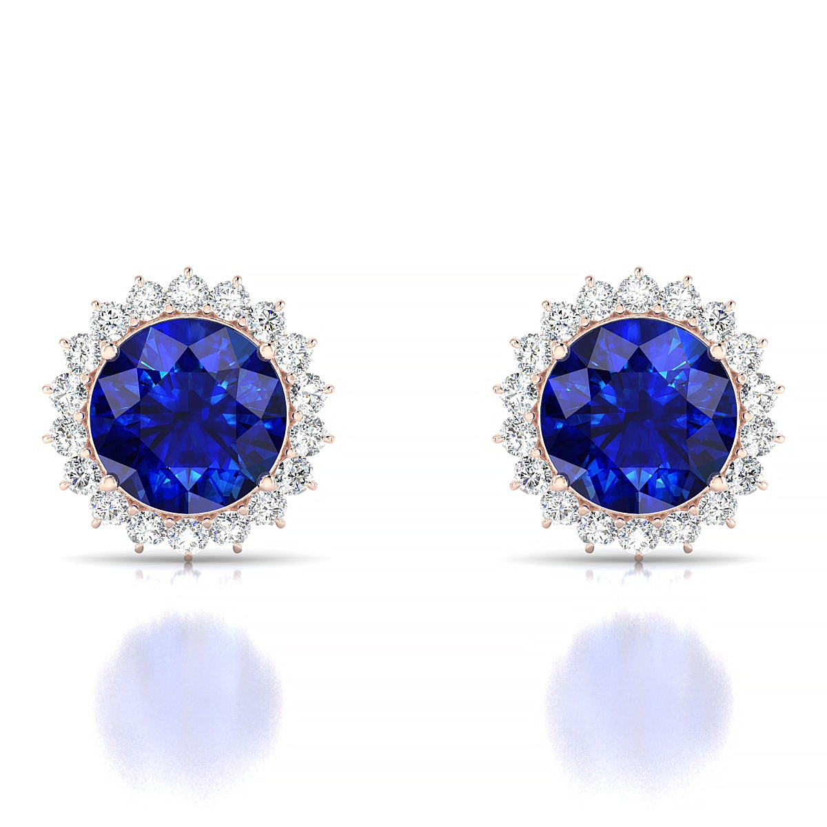 Blossom | 18k Rose Gold 8 mm Round Sapphire Earrings