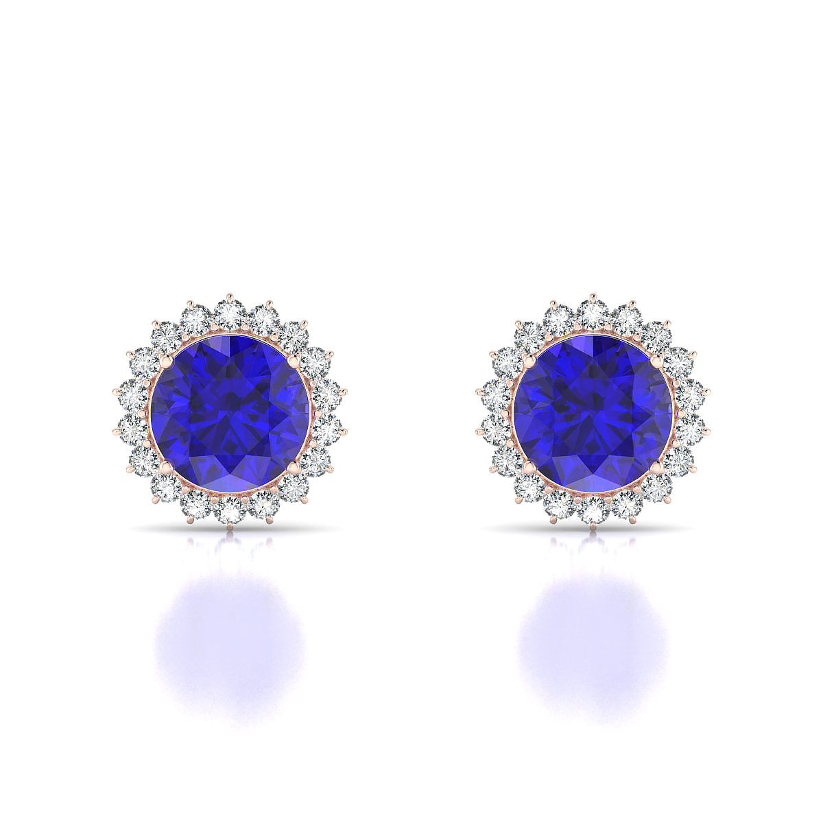 Blossom | 18k Rose Gold 8 mm Round Tanzanite Earrings