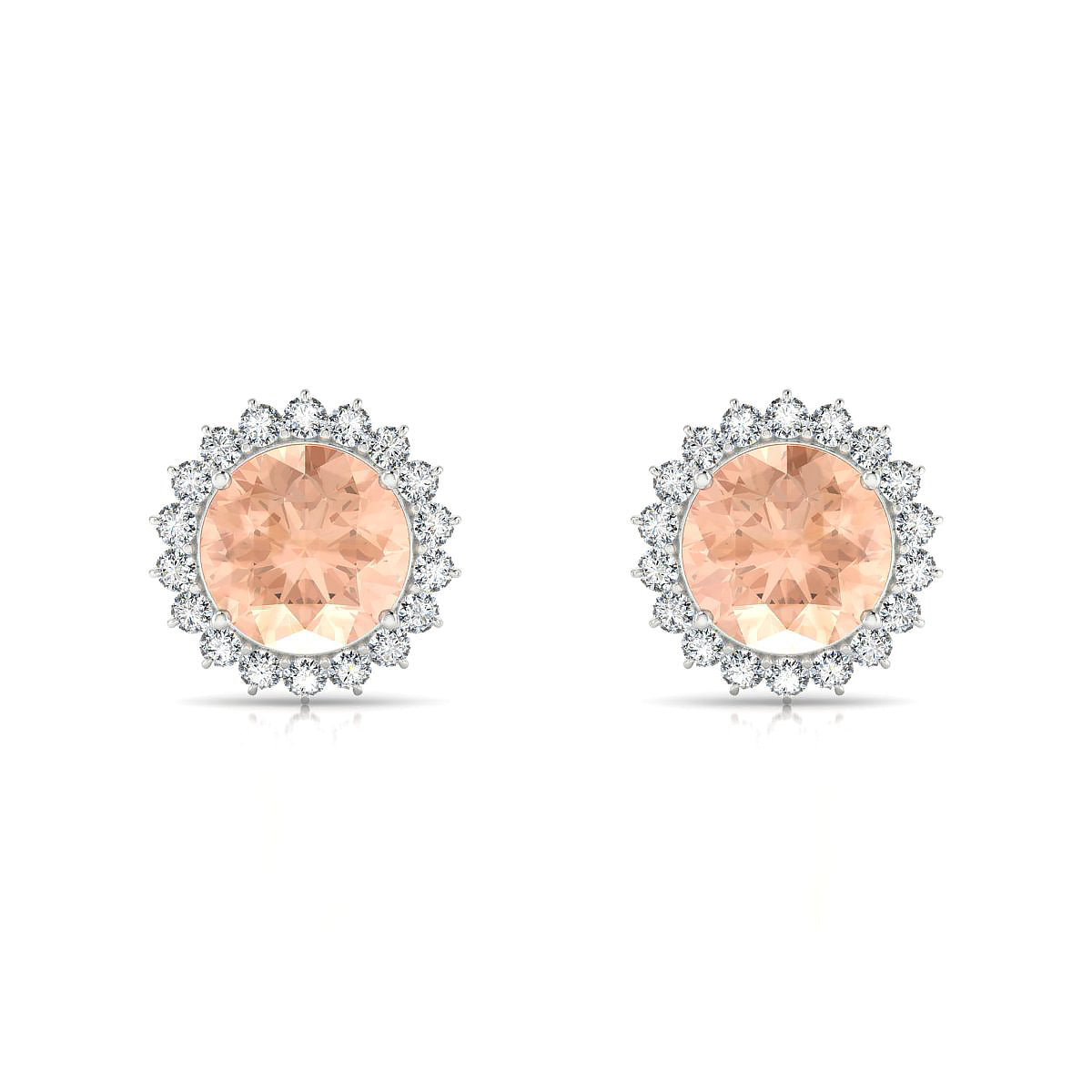 Blossom | 18k White Gold 8 mm Round Morganite Earrings