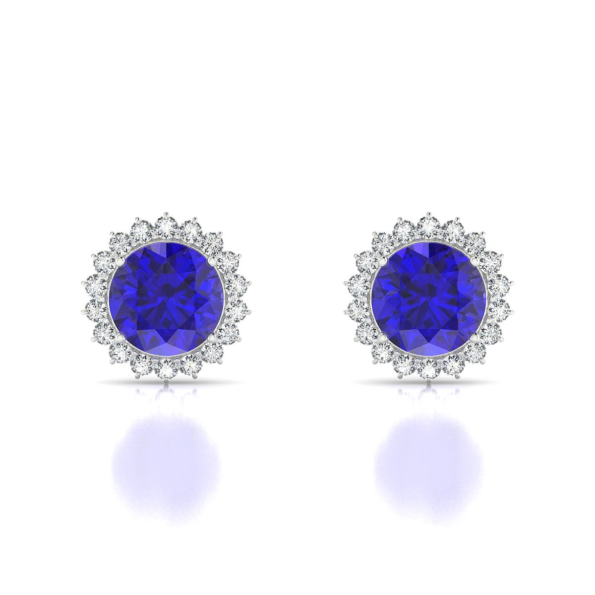 Blossom | 18k White Gold 8 mm Round Tanzanite Earrings