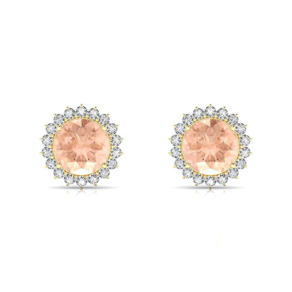 Blossom | 18k Yellow Gold 8 mm Round Morganite Earrings