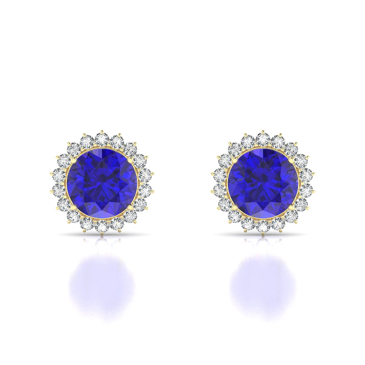 Blossom | 18k Yellow Gold 8 mm Round Tanzanite Earrings