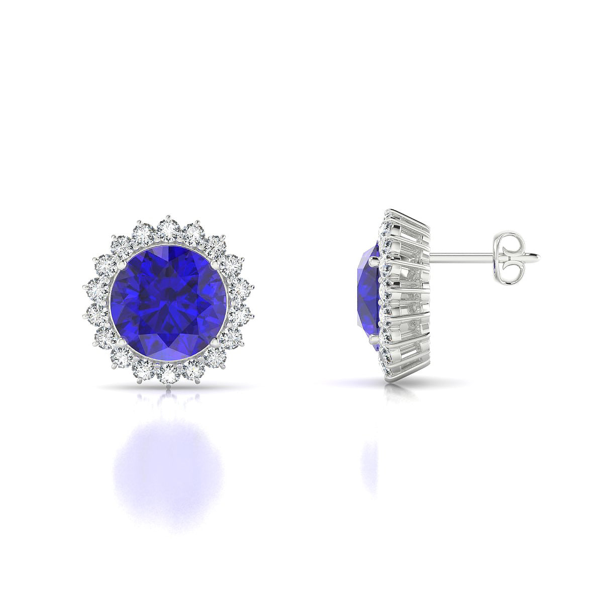 Blossom | 18k White Gold 8 mm Round Tanzanite Earrings