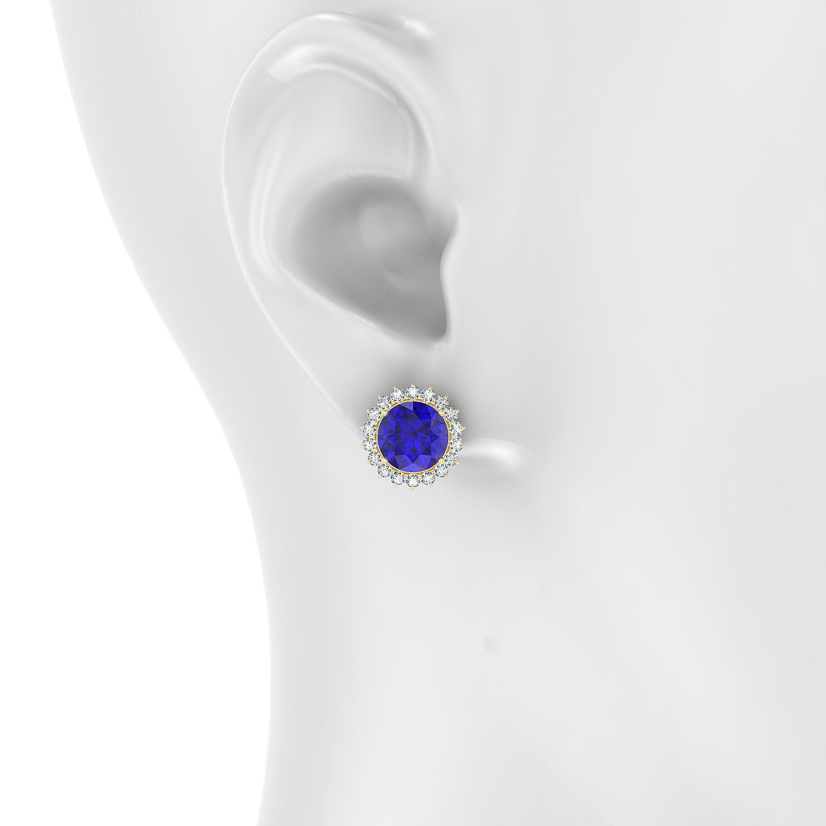 Blossom | 18k Yellow Gold 8 mm Round Tanzanite Earrings