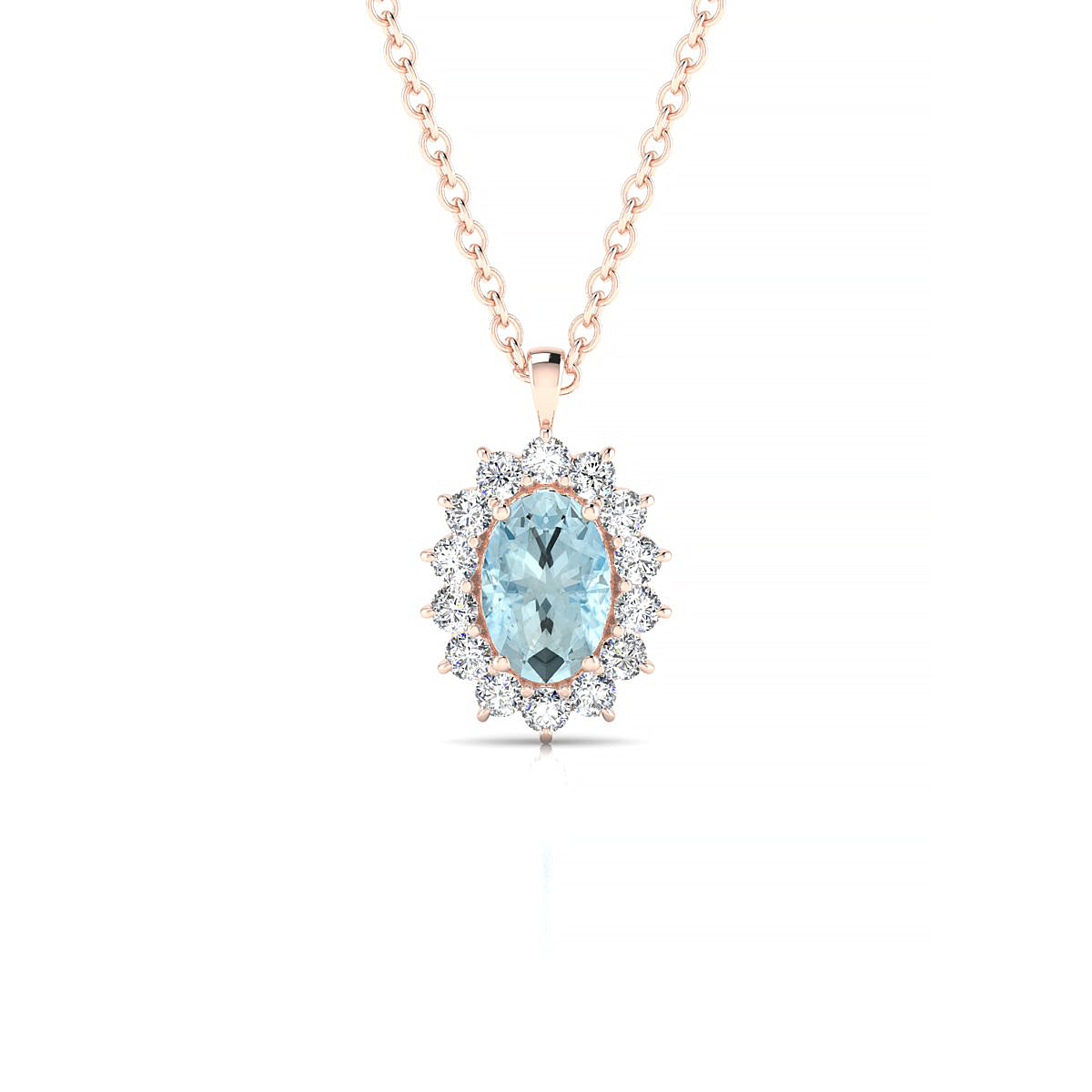 Blossom | 18k Rose Gold 6 x 4 mm Oval Aquamarine Pendant